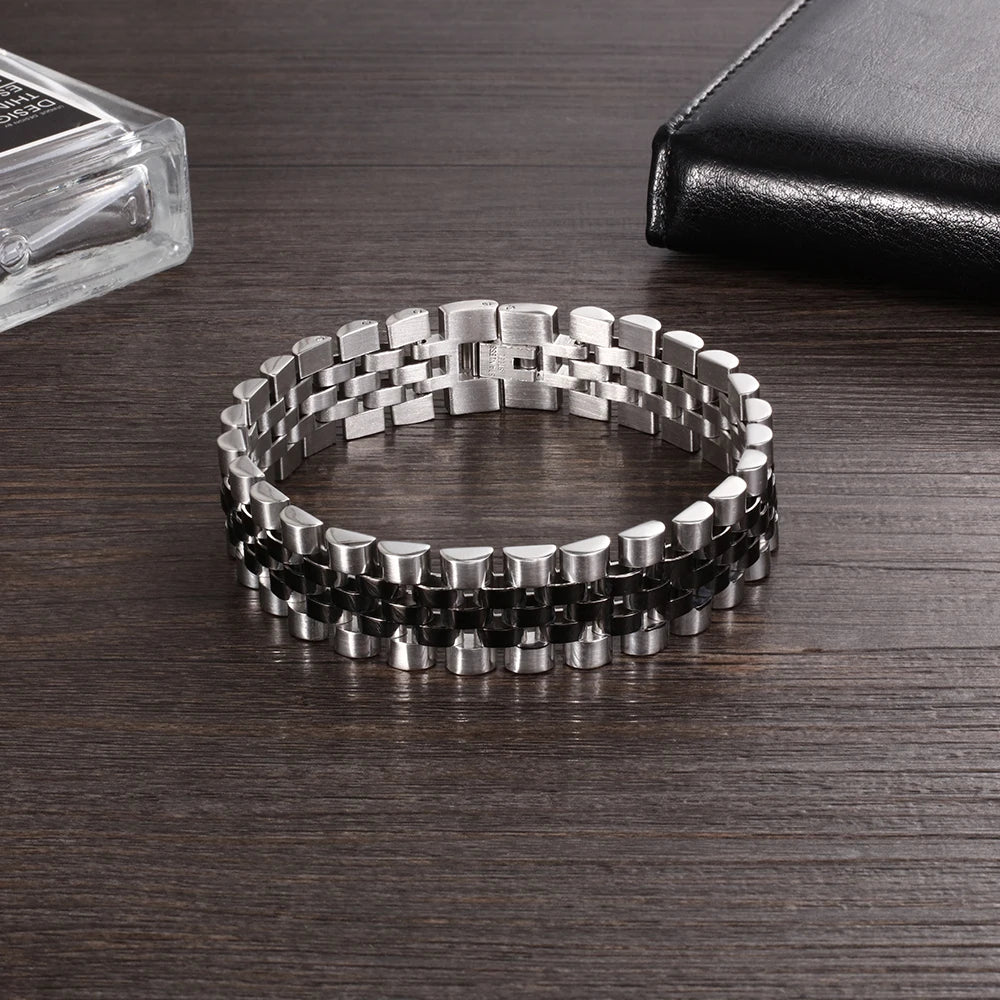 Men's Gold Stainless Steel Bracelet 200mm – Luxury Wristband Jewelry Gift for Him