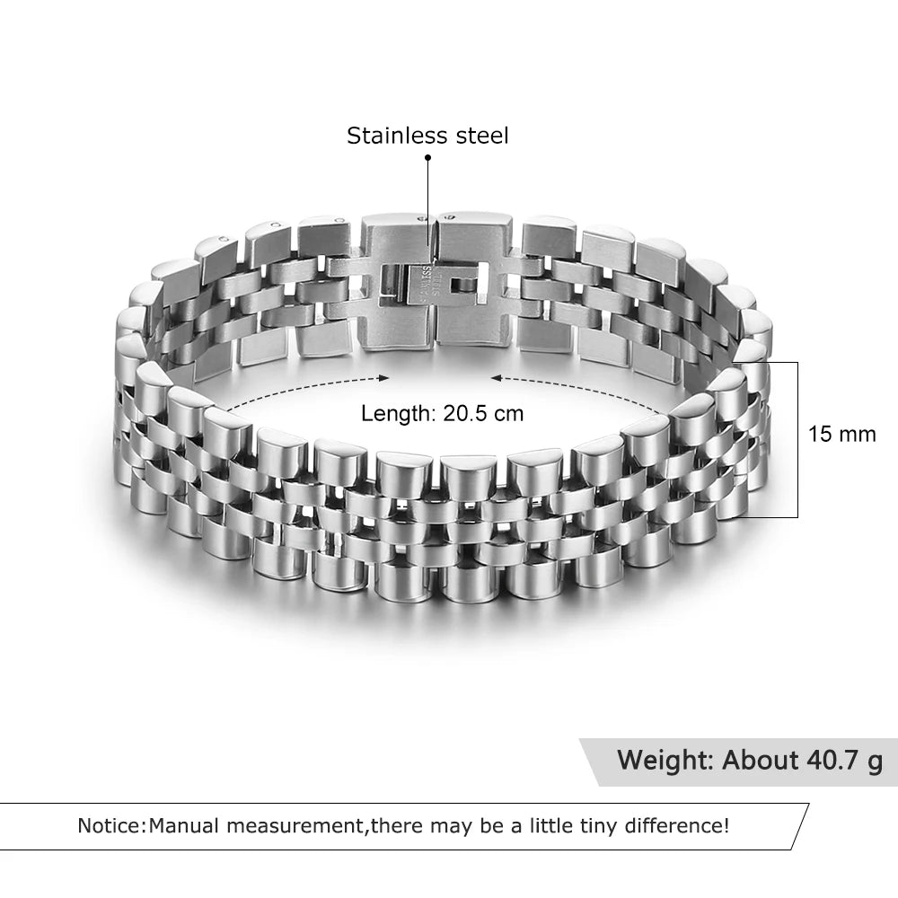 Men's Gold Stainless Steel Bracelet 200mm – Luxury Wristband Jewelry Gift for Him