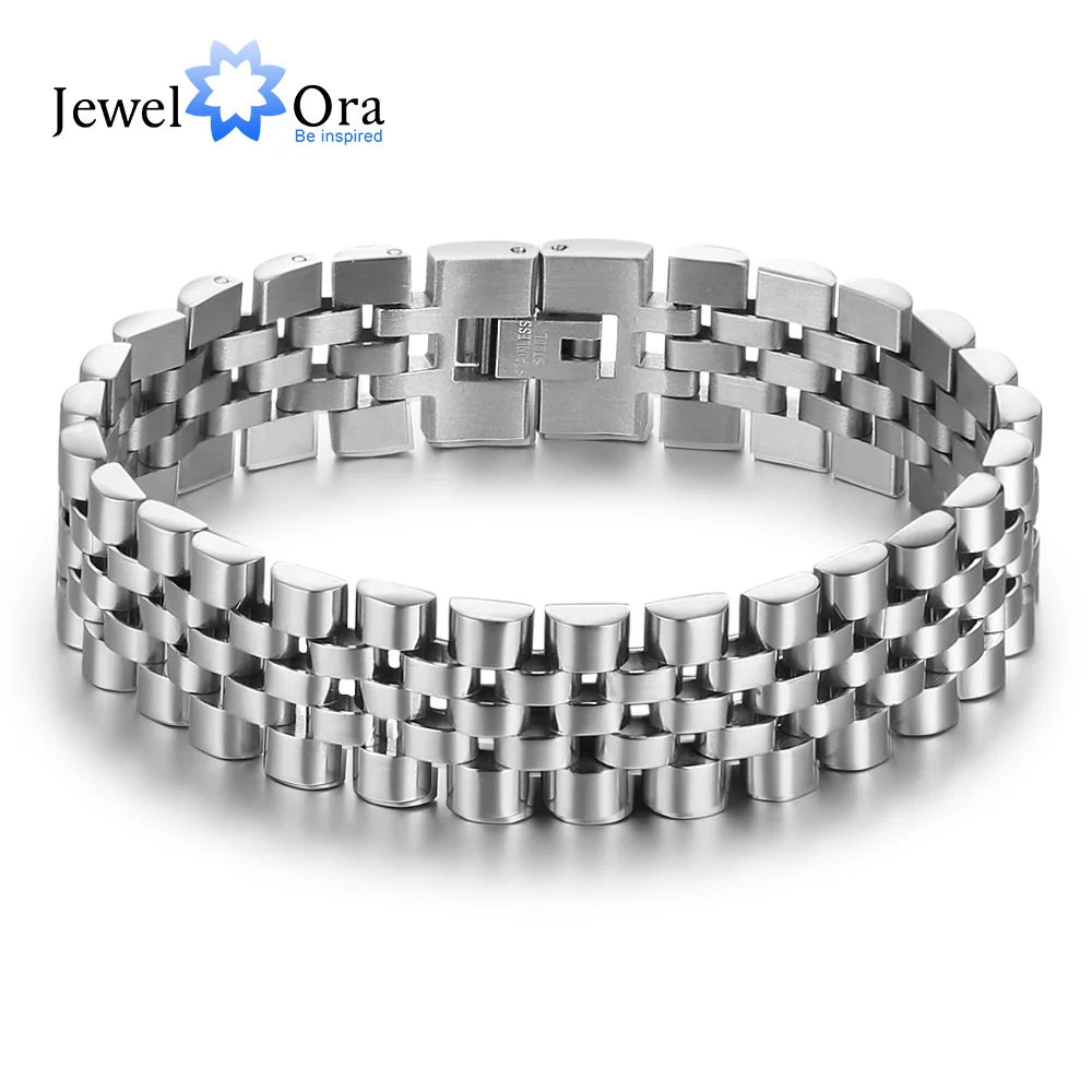 Men's Gold Stainless Steel Bracelet 200mm – Luxury Wristband Jewelry Gift for Him