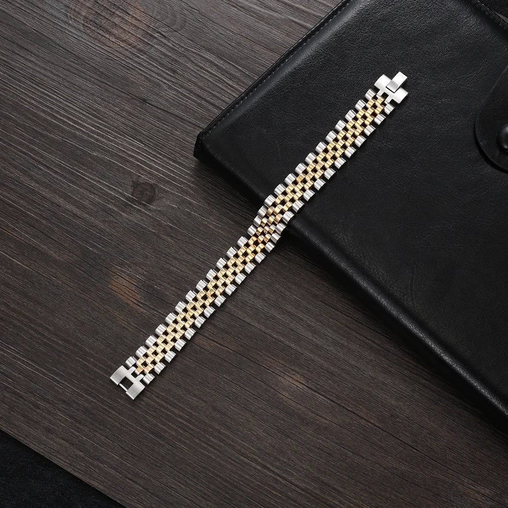 Men's Gold Stainless Steel Bracelet 200mm – Luxury Wristband Jewelry Gift for Him