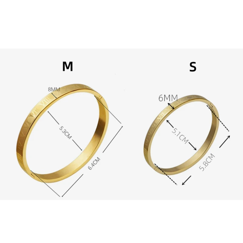 Stainless Steel Roman Numeral Cuff Bracelet Bangle for Men and Women – Luxury Couple Jewelry