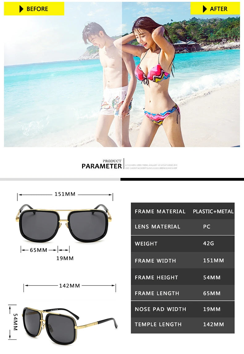 Vintage Square Sunglasses for Men and Women – Metal Frame, UV400 Retro Sun Glasses