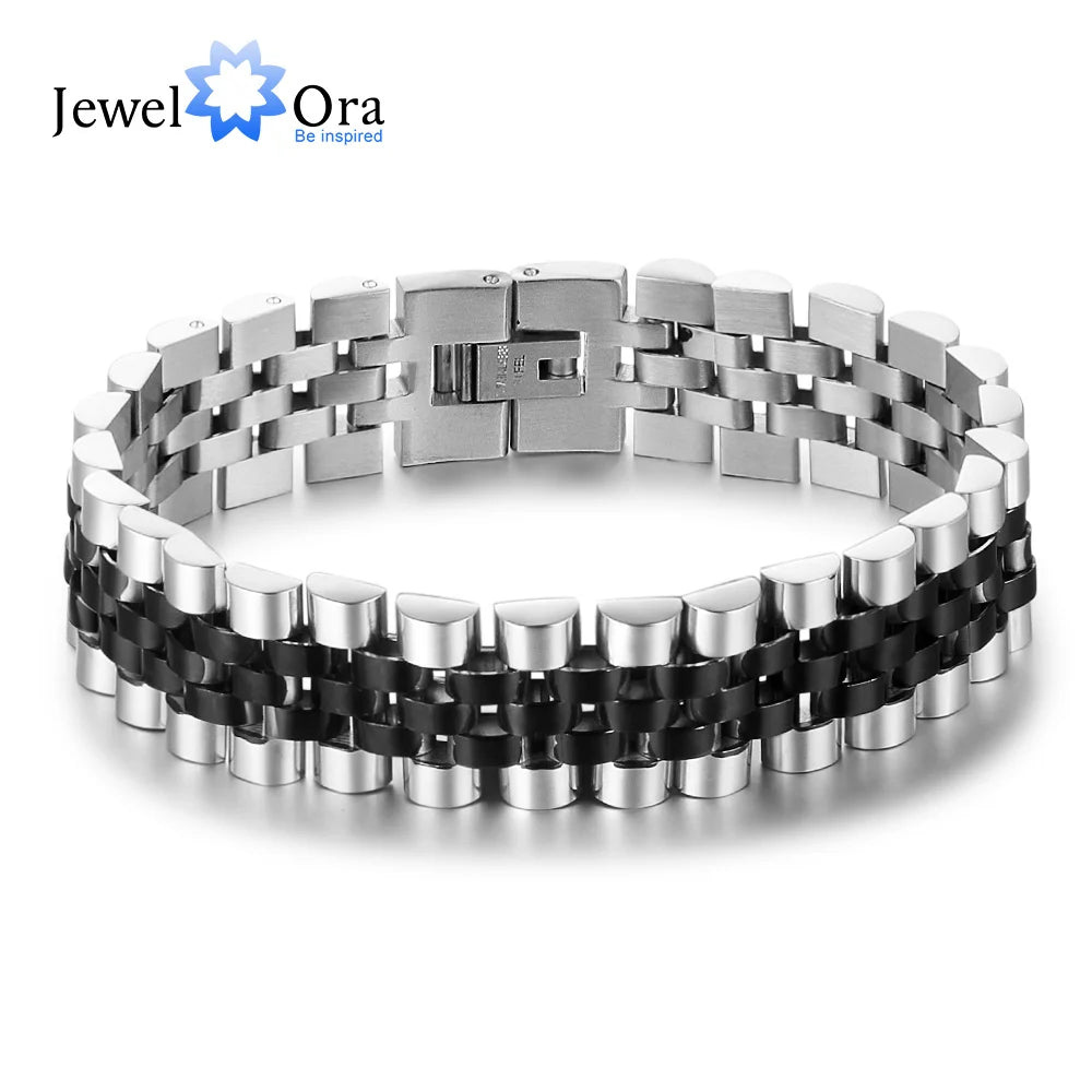 Men's Gold Stainless Steel Bracelet 200mm – Luxury Wristband Jewelry Gift for Him