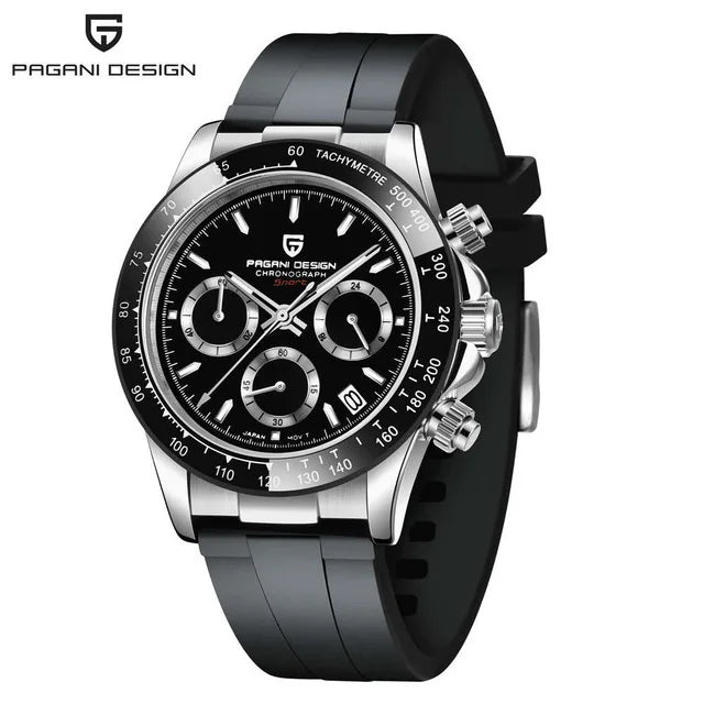 Pagani Design Men's 40mm Quartz Chronograph Watch Stainless Steel Waterproof Sapphire Glass