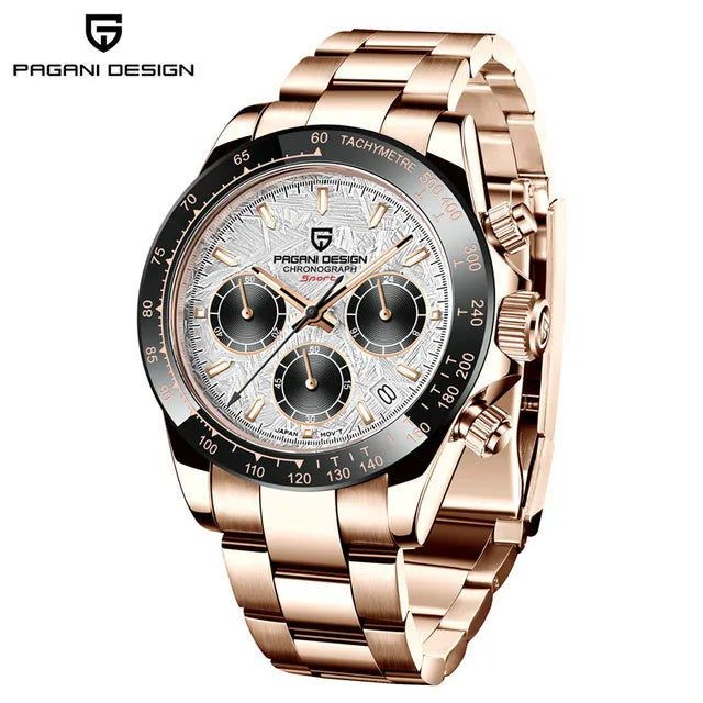 Pagani Design Men's 40mm Quartz Chronograph Watch Stainless Steel Waterproof Sapphire Glass
