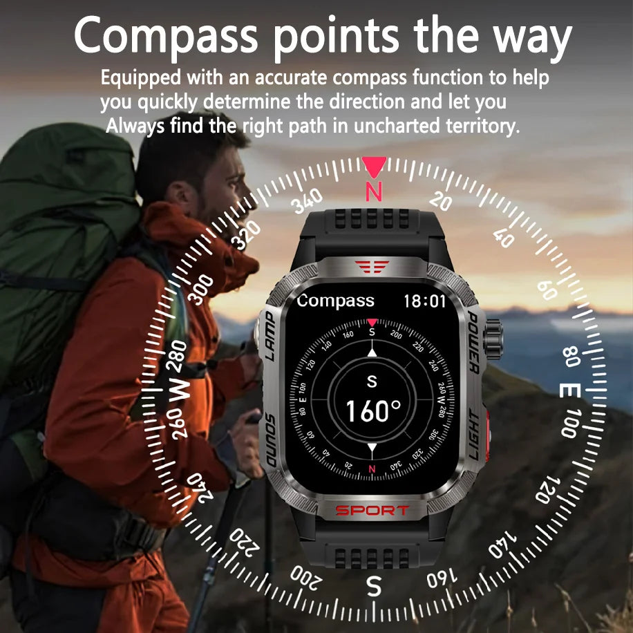Military GPS Smartwatch Men Waterproof Sport Tracker Bluetooth