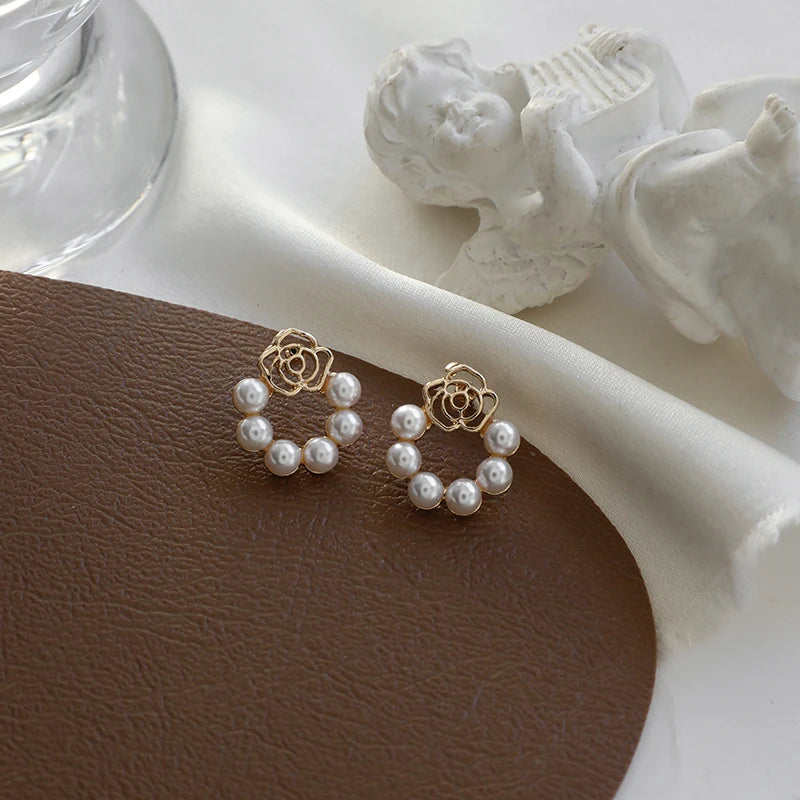 2024 Women's Pearl Circle Earrings – Simple Korean Fashion Jewelry