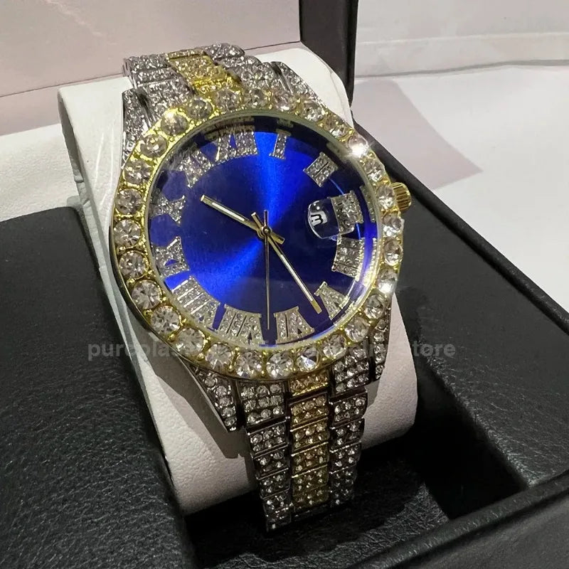 Men’s Hip Hop Rhinestone Watch – Luxury Iced Out 40mm Dial