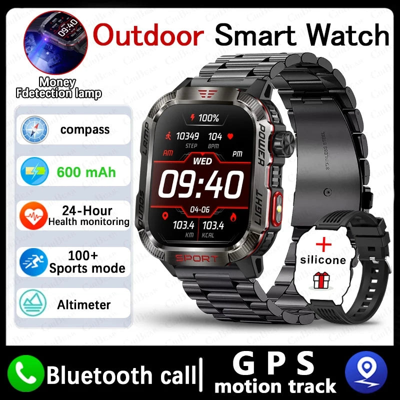 Military GPS Smartwatch Men Waterproof Sport Tracker Bluetooth