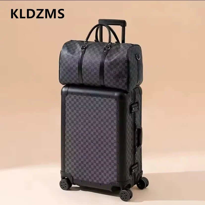 KLQDZMS Aluminum Alloy Travel Luggage Trolley Suitcase with Large Capacity, 20/24/26 Inch Carry-On & Checked Bag