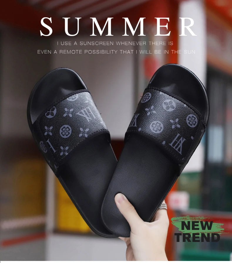 Men’s Genuine Leather Sandals – Summer Flip Flop Slide Slippers