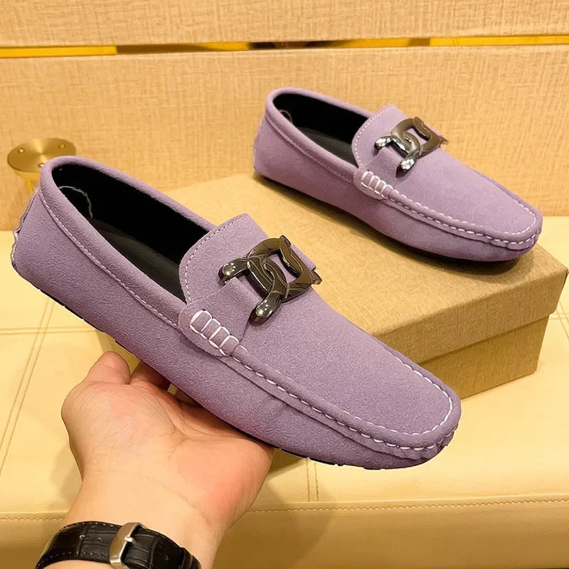 Men's Suede Leather Slip-On Loafers – Soft Driving Moccasins, Comfortable Flats, Big Sizes Up to 48