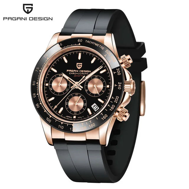Pagani Design Men's 40mm Quartz Chronograph Watch Stainless Steel Waterproof Sapphire Glass