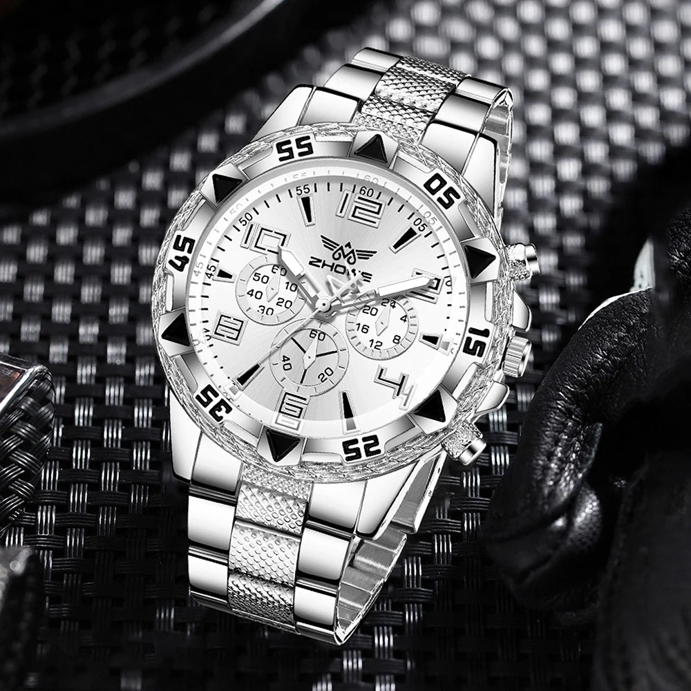 Men's Luxury Stainless Steel Quartz Watch with Calendar – Business Casual Wristwatch