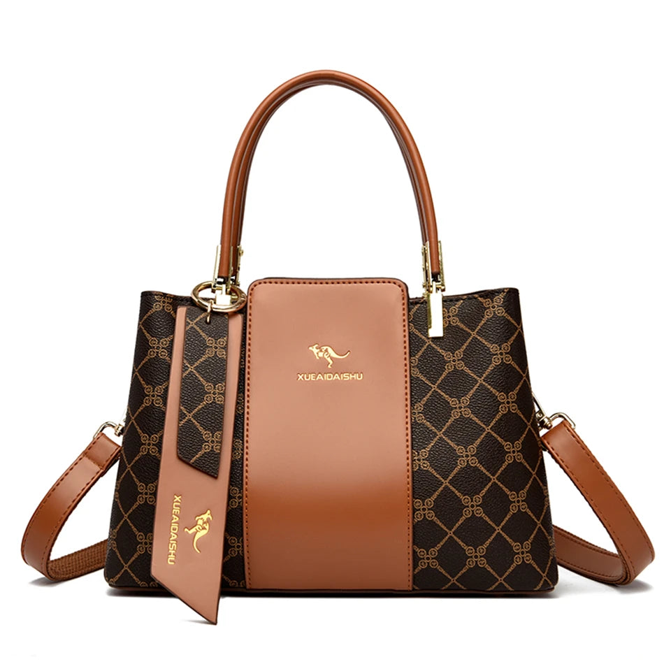 Women's Large Capacity Fashion Shoulder Bag – Soft PU Leather Crossbody Handbag with Printed Design