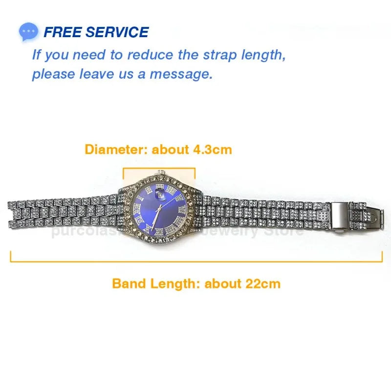 Men’s Hip Hop Rhinestone Watch – Luxury Iced Out 40mm Dial