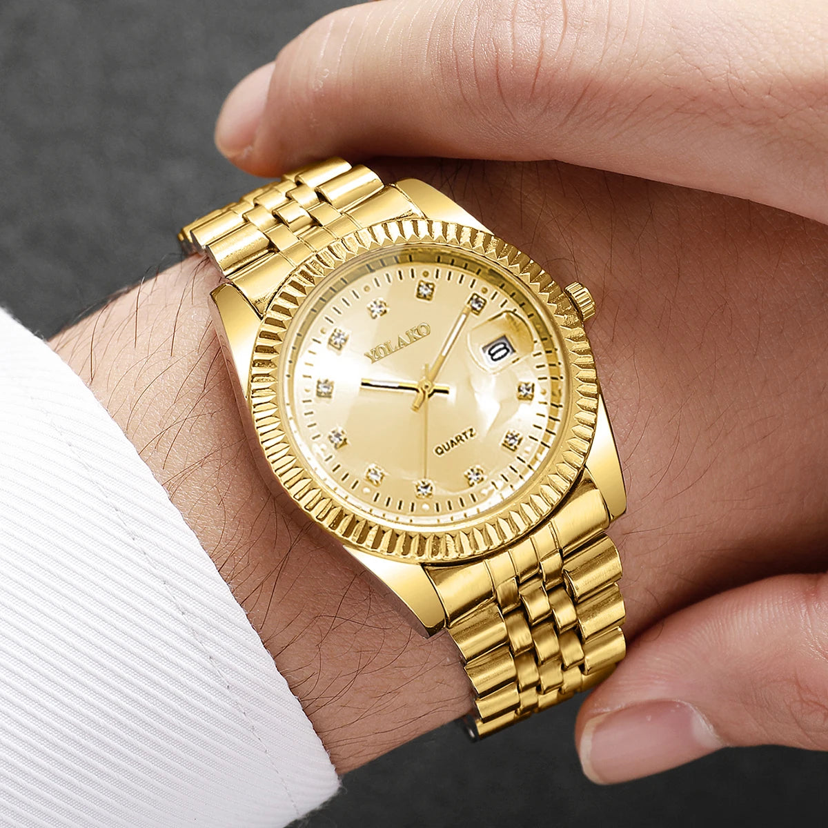 Luxury Men’s & Women’s Quartz Watch – Rhinestone Business Style