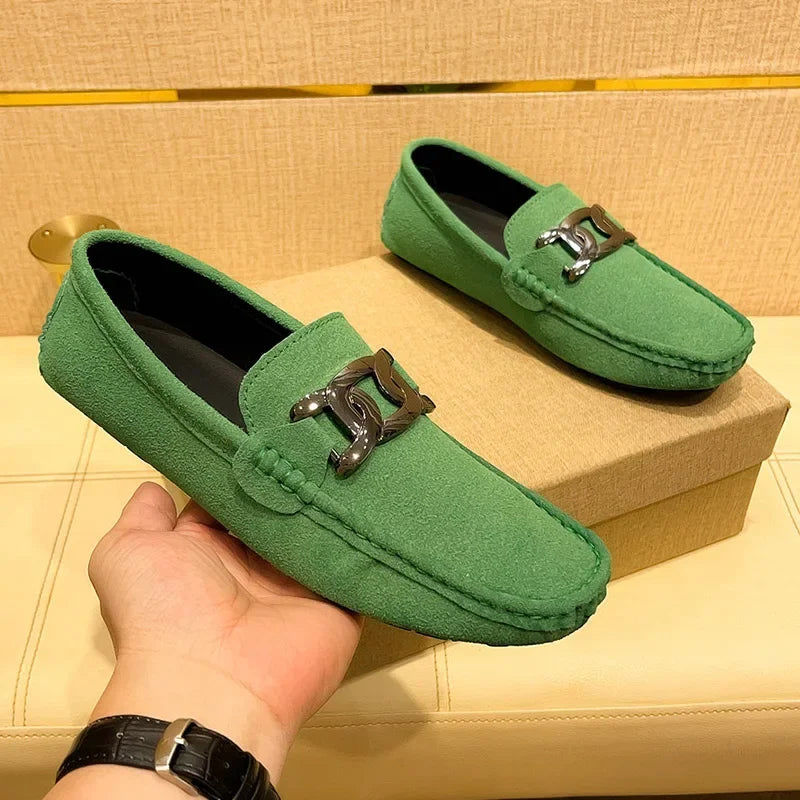 Men's Suede Leather Slip-On Loafers – Soft Driving Moccasins, Comfortable Flats, Big Sizes Up to 48