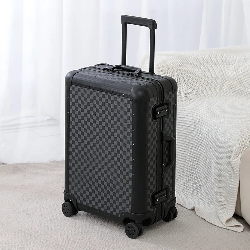 KLQDZMS Aluminum Alloy Travel Luggage Trolley Suitcase with Large Capacity, 20/24/26 Inch Carry-On & Checked Bag