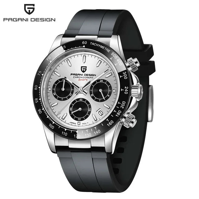 Pagani Design Men's 40mm Quartz Chronograph Watch Stainless Steel Waterproof Sapphire Glass