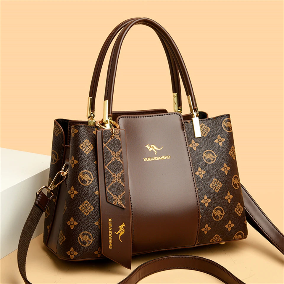 Women's Large Capacity Fashion Shoulder Bag – Soft PU Leather Crossbody Handbag with Printed Design