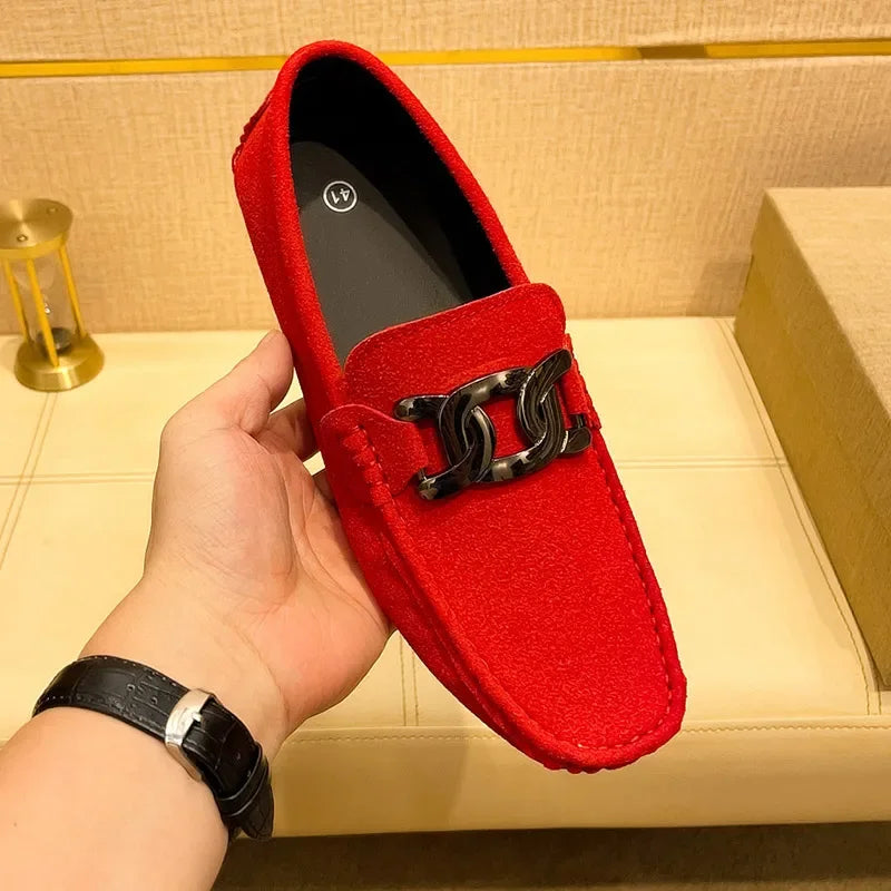 Men's Suede Leather Slip-On Loafers – Soft Driving Moccasins, Comfortable Flats, Big Sizes Up to 48