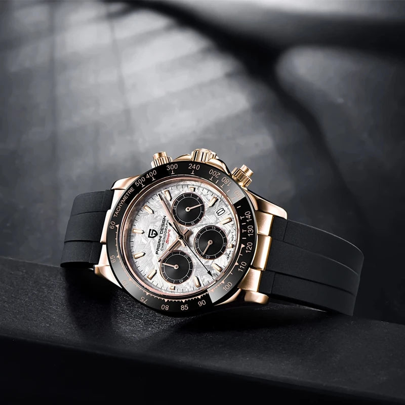 Pagani Design Men's 40mm Quartz Chronograph Watch Stainless Steel Waterproof Sapphire Glass