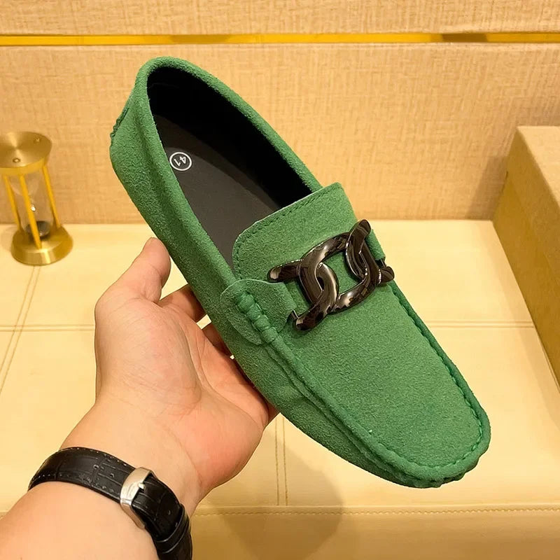 Men's Suede Leather Slip-On Loafers – Soft Driving Moccasins, Comfortable Flats, Big Sizes Up to 48