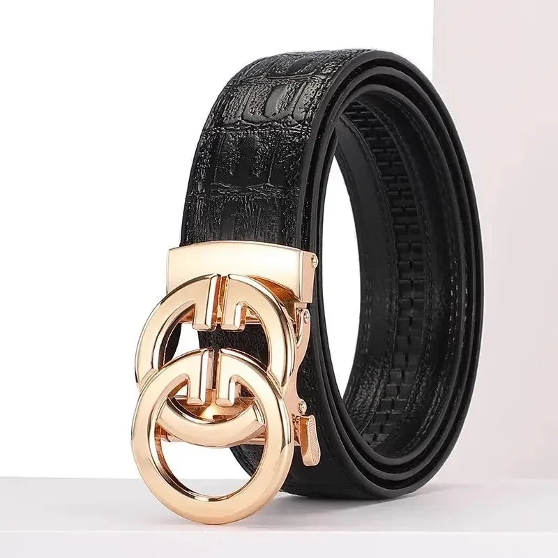 Men’s Genuine Leather Belt – Luxury Automatic Alloy Buckle