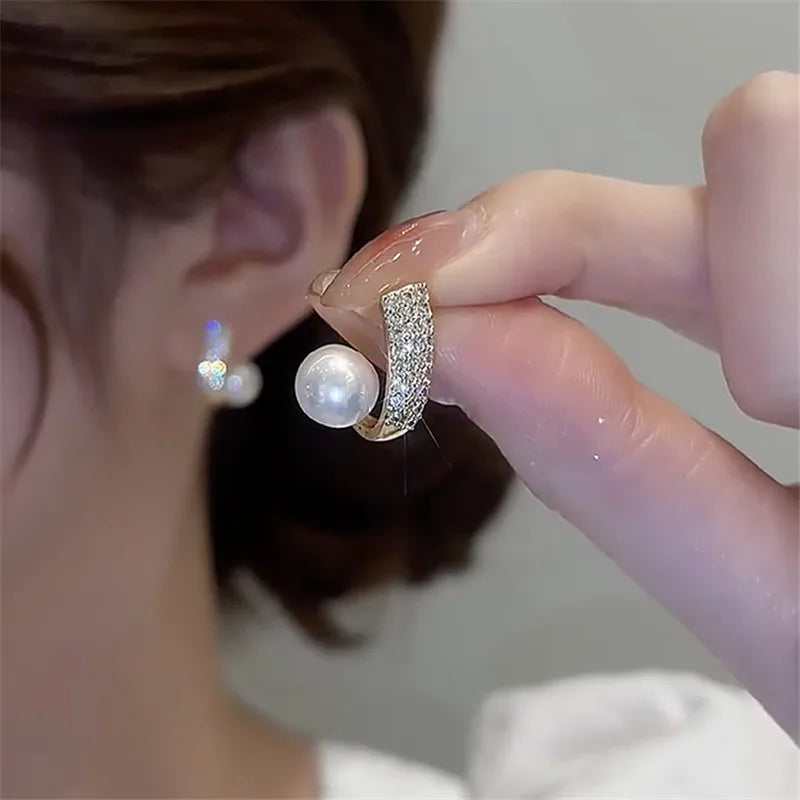 2024 Women's Pearl Circle Earrings – Simple Korean Fashion Jewelry