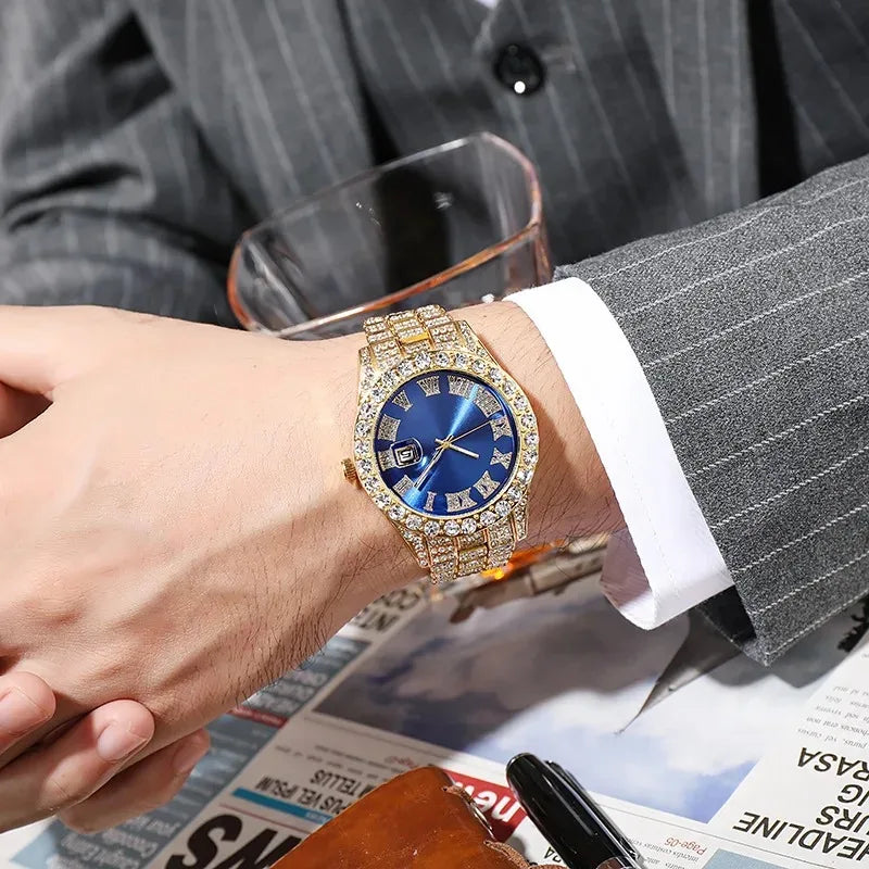 Men’s Hip Hop Rhinestone Watch – Luxury Iced Out 40mm Dial