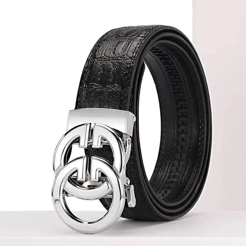 Men’s Genuine Leather Belt – Luxury Automatic Alloy Buckle
