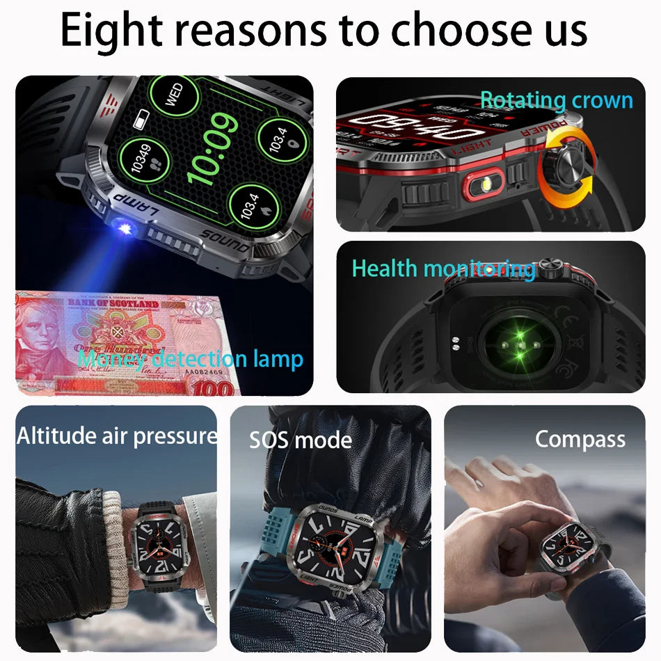 Military GPS Smartwatch Men Waterproof Sport Tracker Bluetooth