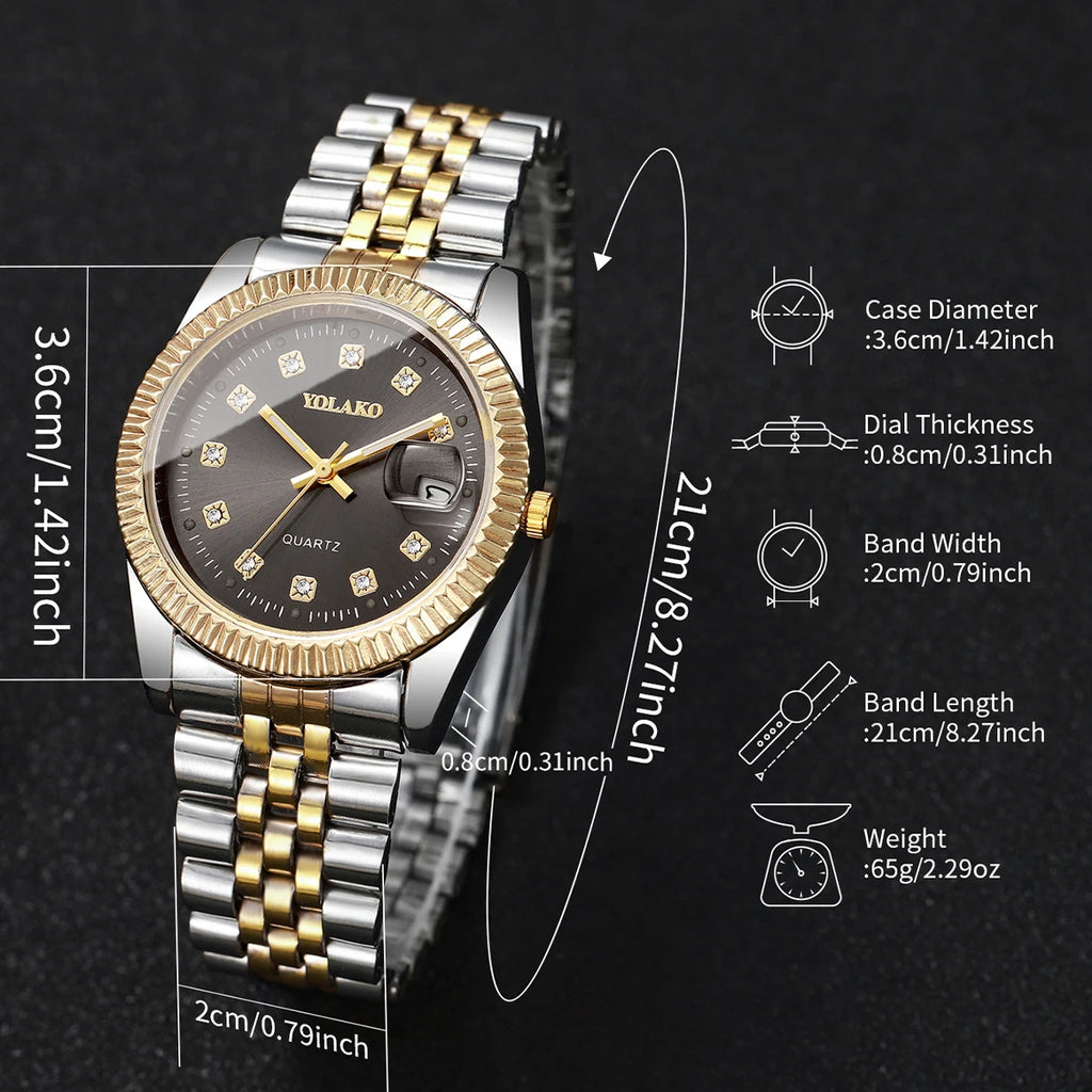 Luxury Men’s & Women’s Quartz Watch – Rhinestone Business Style
