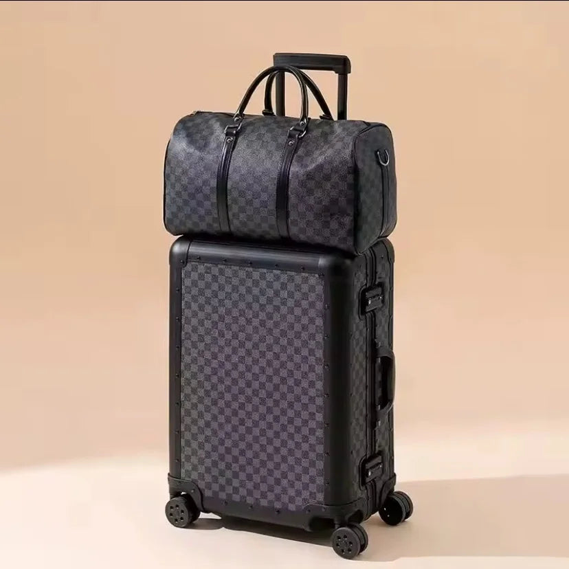 KLQDZMS Aluminum Alloy Travel Luggage Trolley Suitcase with Large Capacity, 20/24/26 Inch Carry-On & Checked Bag