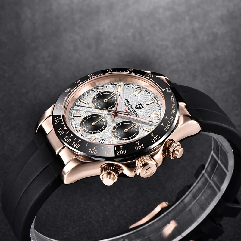 Pagani Design Men's 40mm Quartz Chronograph Watch Stainless Steel Waterproof Sapphire Glass