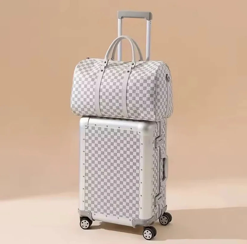 KLQDZMS Aluminum Alloy Travel Luggage Trolley Suitcase with Large Capacity, 20/24/26 Inch Carry-On & Checked Bag