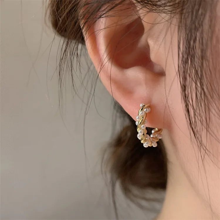 2024 Women's Pearl Circle Earrings – Simple Korean Fashion Jewelry