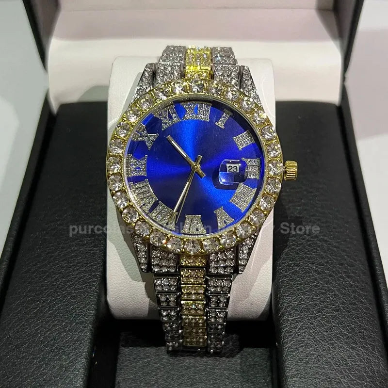 Men’s Hip Hop Rhinestone Watch – Luxury Iced Out 40mm Dial