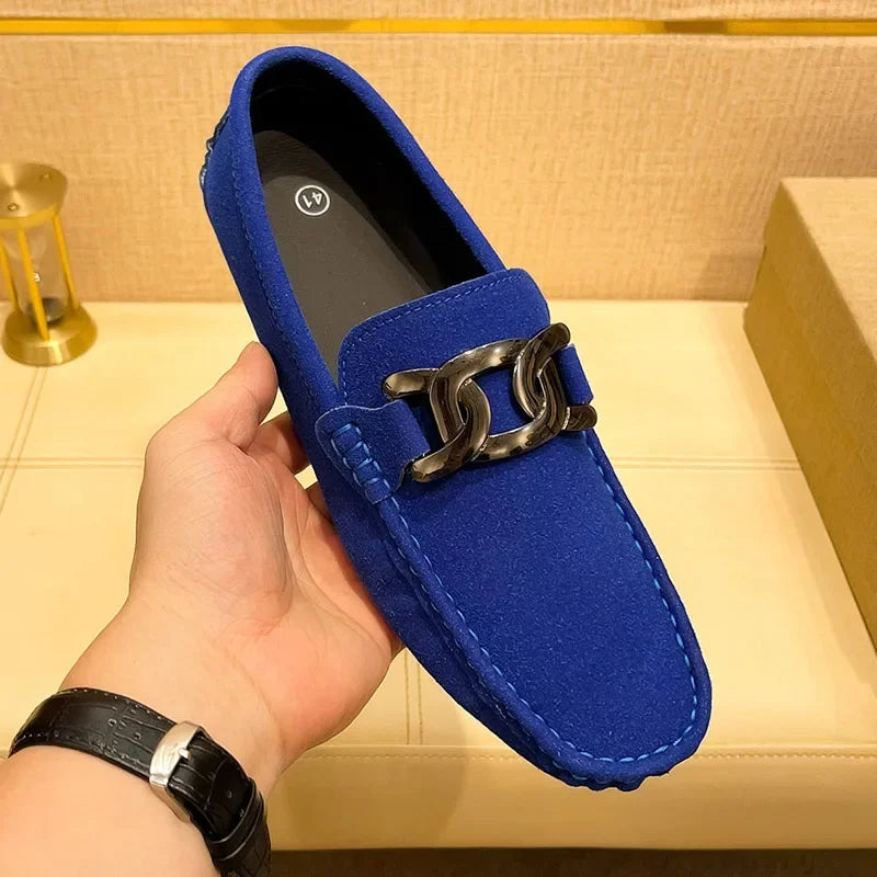 Men's Suede Leather Slip-On Loafers – Soft Driving Moccasins, Comfortable Flats, Big Sizes Up to 48