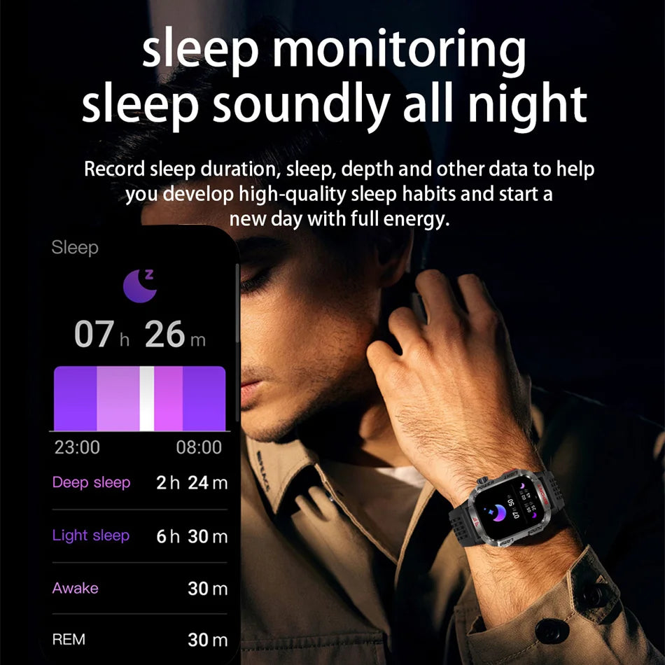 Military GPS Smartwatch Men Waterproof Sport Tracker Bluetooth