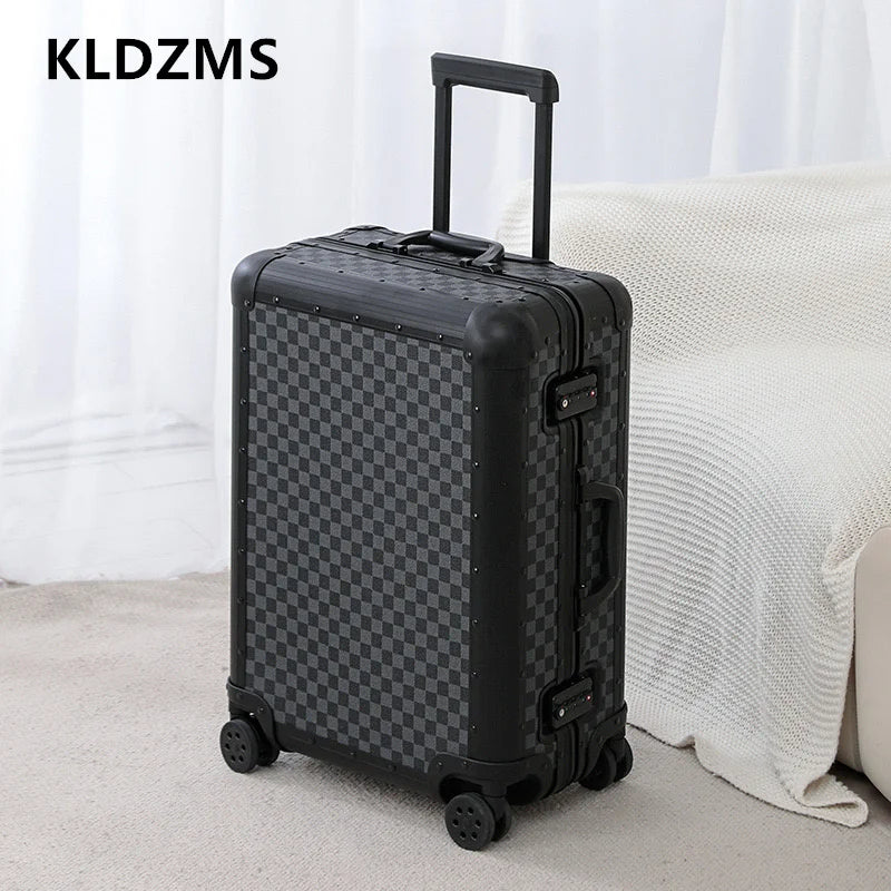 KLQDZMS Aluminum Alloy Travel Luggage Trolley Suitcase with Large Capacity, 20/24/26 Inch Carry-On & Checked Bag