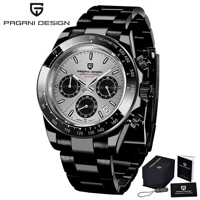 Pagani Design Men's 40mm Quartz Chronograph Watch Stainless Steel Waterproof Sapphire Glass