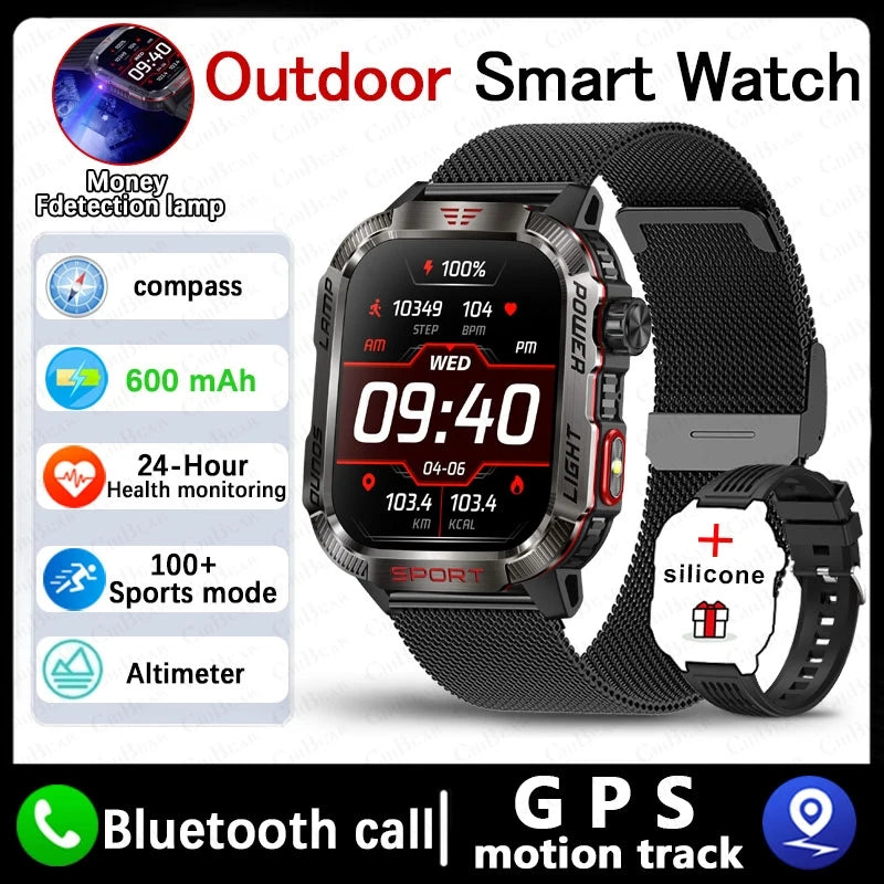 Military GPS Smartwatch Men Waterproof Sport Tracker Bluetooth