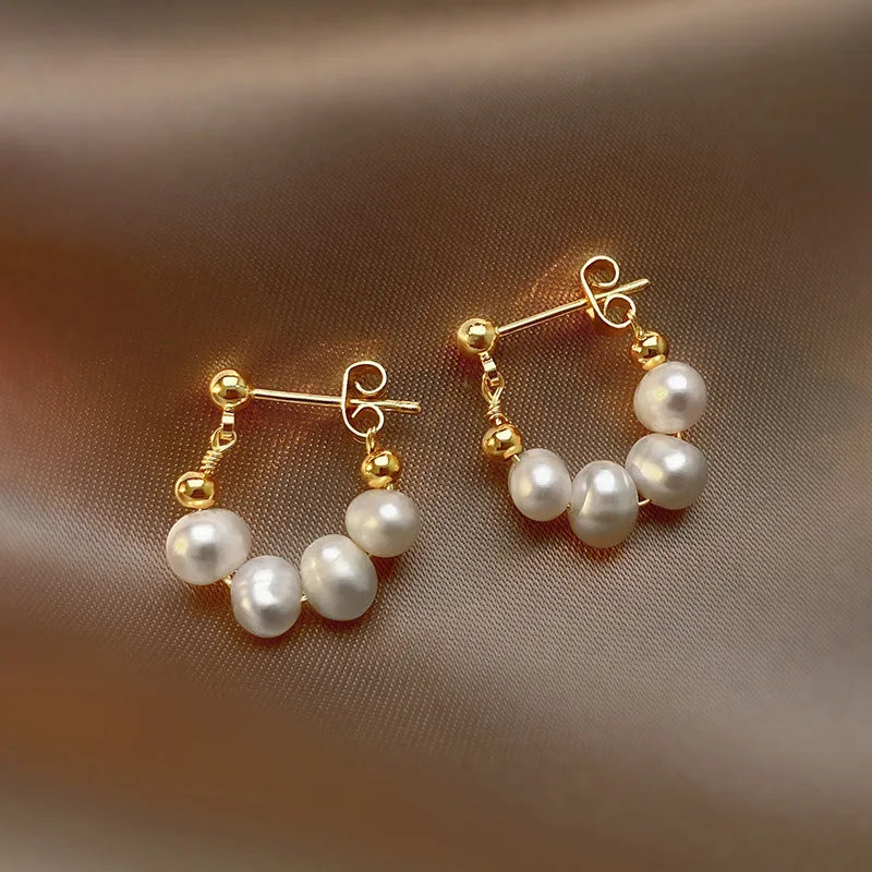 2024 Women's Pearl Circle Earrings – Simple Korean Fashion Jewelry
