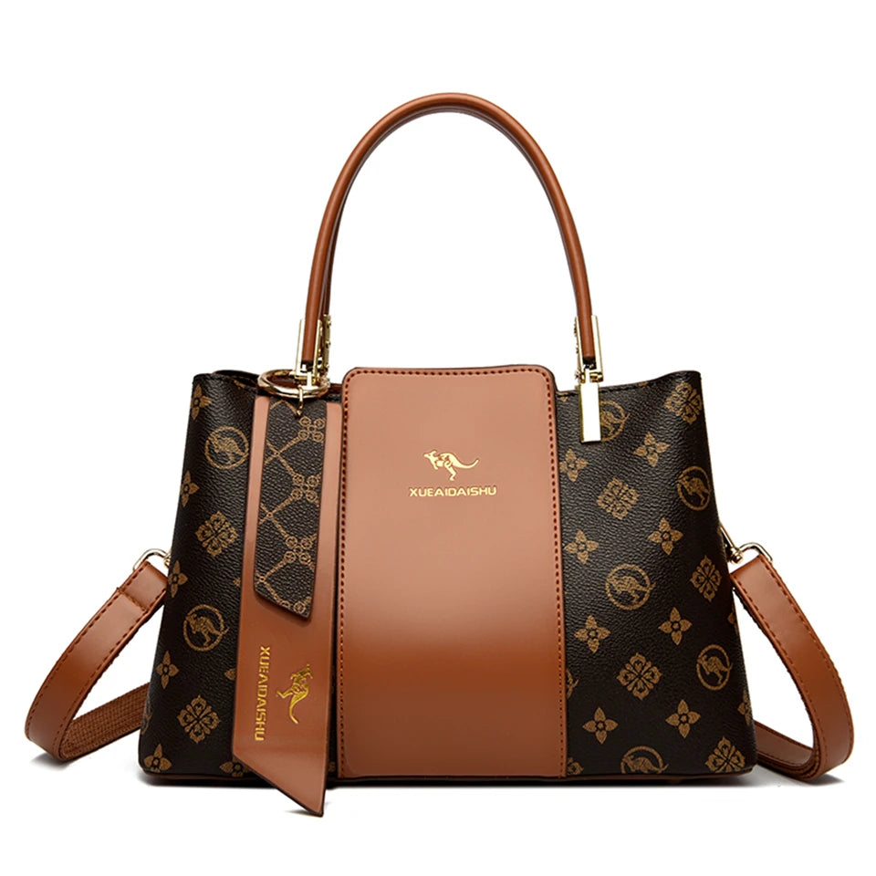 Women's Large Capacity Fashion Shoulder Bag – Soft PU Leather Crossbody Handbag with Printed Design