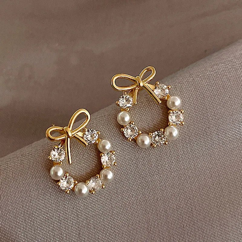 2024 Women's Pearl Circle Earrings – Simple Korean Fashion Jewelry