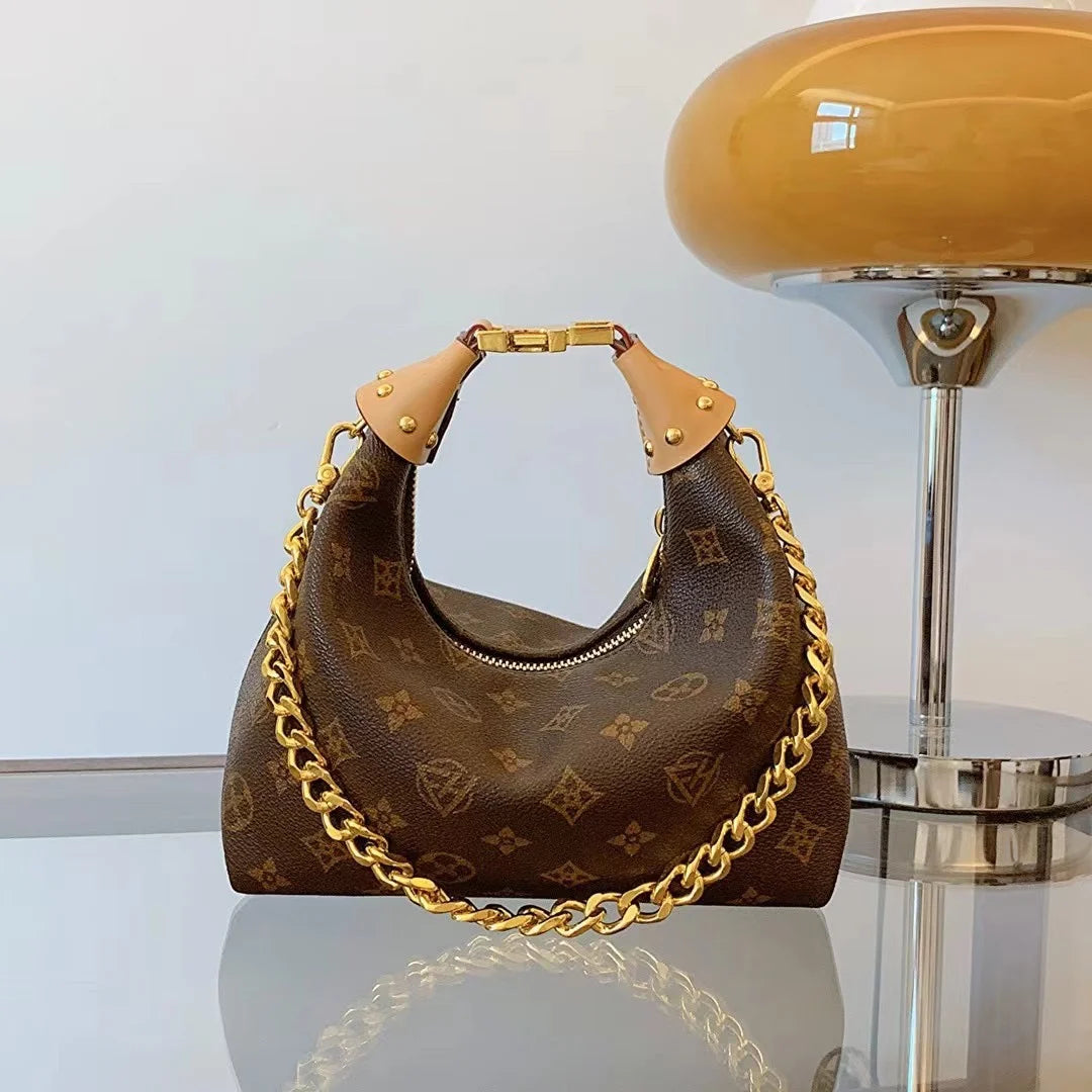 Women’s Vintage Floral Shoulder Bag – Chain Crossbody Armpit Purse