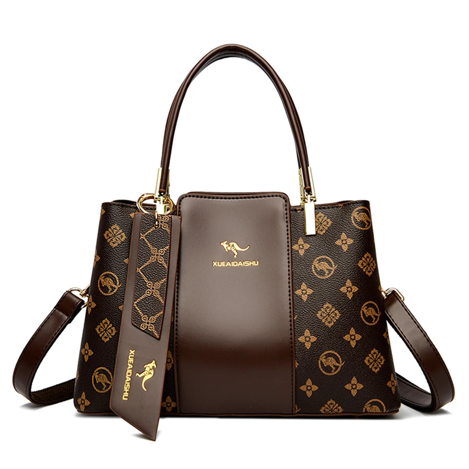 Women's Large Capacity Fashion Shoulder Bag – Soft PU Leather Crossbody Handbag with Printed Design