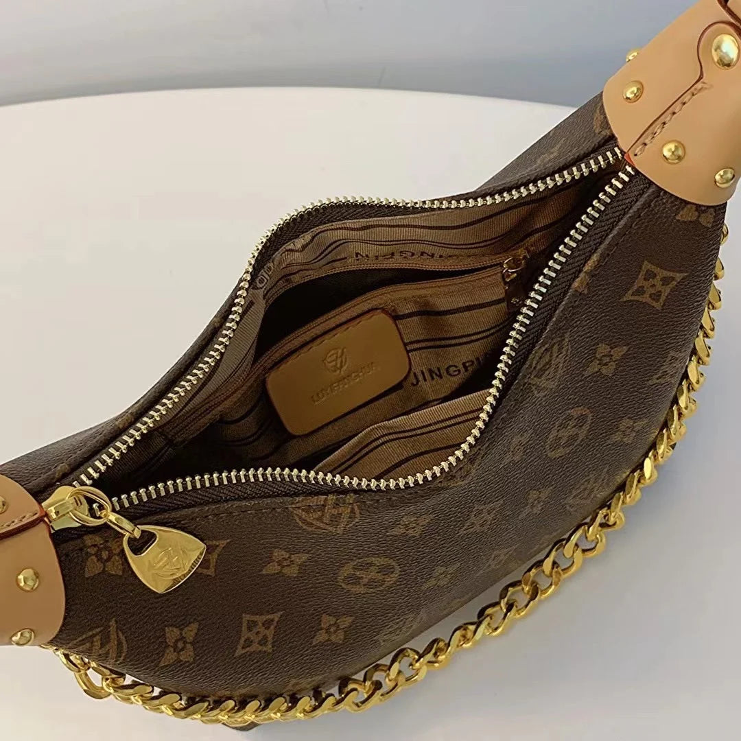Women’s Vintage Floral Shoulder Bag – Chain Crossbody Armpit Purse